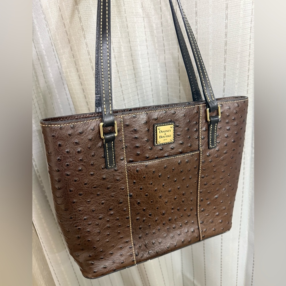 Dooney & Bourke Dark Brown Ostrich Leather Shoulder Bag - Picture 16 of 16